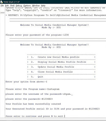 Social Media Credential Management System